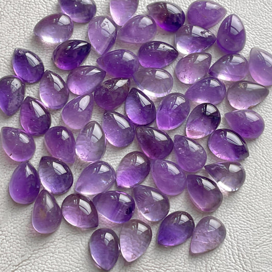 Natural Purple Amethyst 7x10 mm Pear Cabochon (Natural)