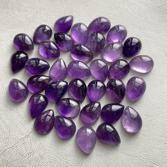 Natural Purple Amethyst 12x16 mm Pear Cabochon (Natural)