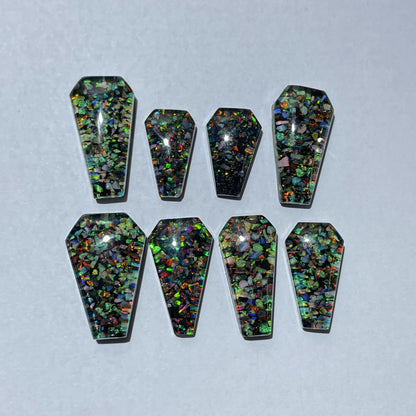 Black Opal Cabochon Coffin Shape Doubled Cabochon (Lab-Created)
