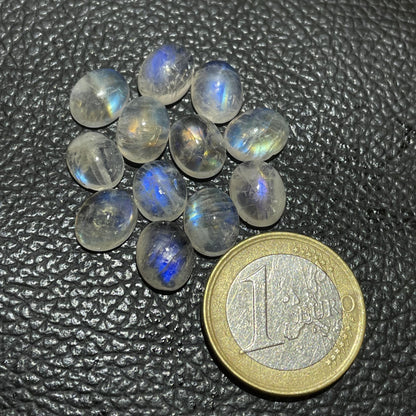 Natural Rainbow Moonstone 8x10 mm Oval Cabochon (Natural)