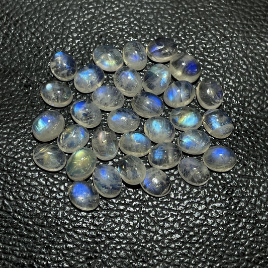 Natural Rainbow Moonstone 7x9 mm Oval Cabochon (Natural)