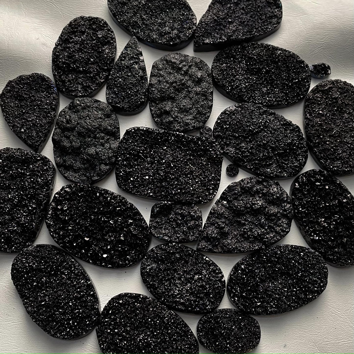 Natural Black Volcanic Druzy Gemstone (Dyed)