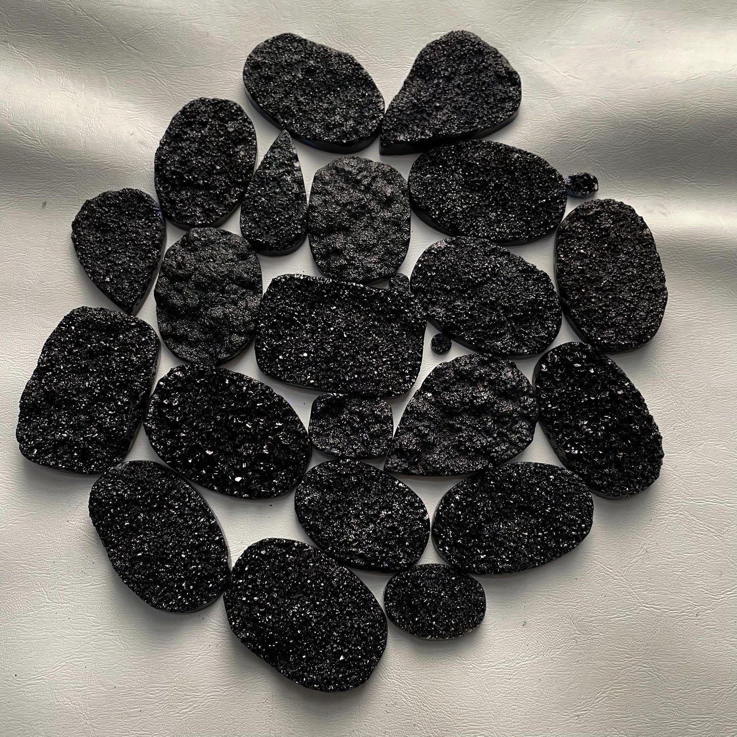 Natural Black Volcanic Druzy Gemstone (Dyed)