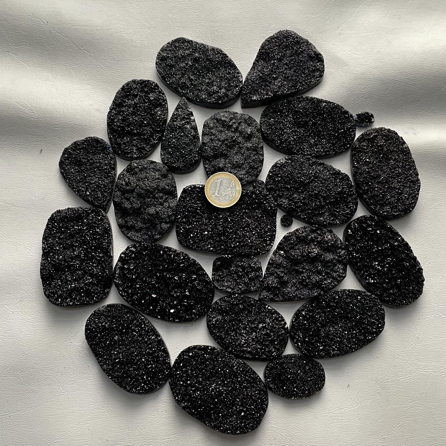 Natural Black Volcanic Druzy Gemstone (Dyed)