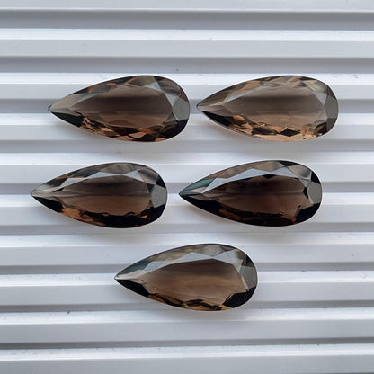 Natural Smoky Quartz 12x26 mm Pear Shape Faceted (Natural)