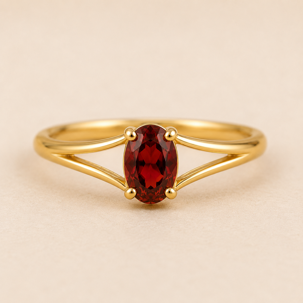 Garnet Ring 925 Sterling Silver, Oval Red Gemstone Ring,
