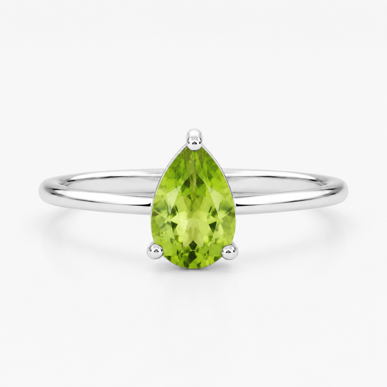 Peridot Ring in 925 Sterling Silver, Minimalist Green Gemstone Ring, August Birthstone Ring, Promise Ring, Gift for Her