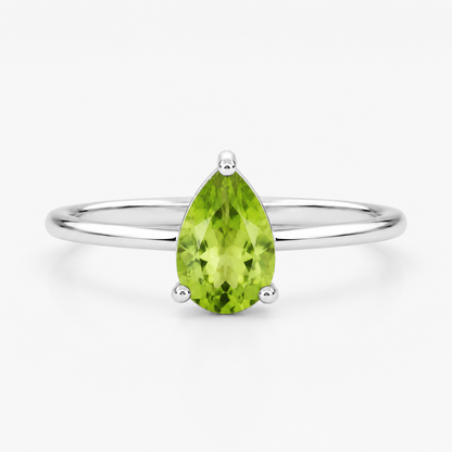 Peridot Ring in 925 Sterling Silver, Minimalist Green Gemstone Ring, August Birthstone Ring, Promise Ring, Gift for Her