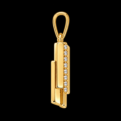 Modern Gold Pendant, 14K 18K 20K Gold Pendant, Diamond Accent Pendant, Minimalist Gold Necklace Pendant, Gift For Her