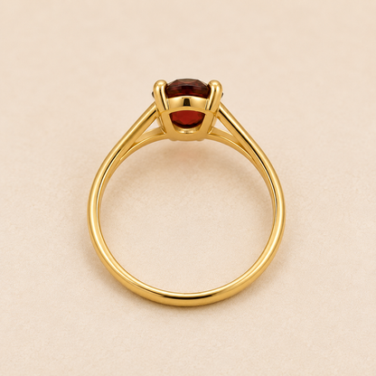 Garnet Ring 925 Sterling Silver, Oval Red Gemstone Ring,