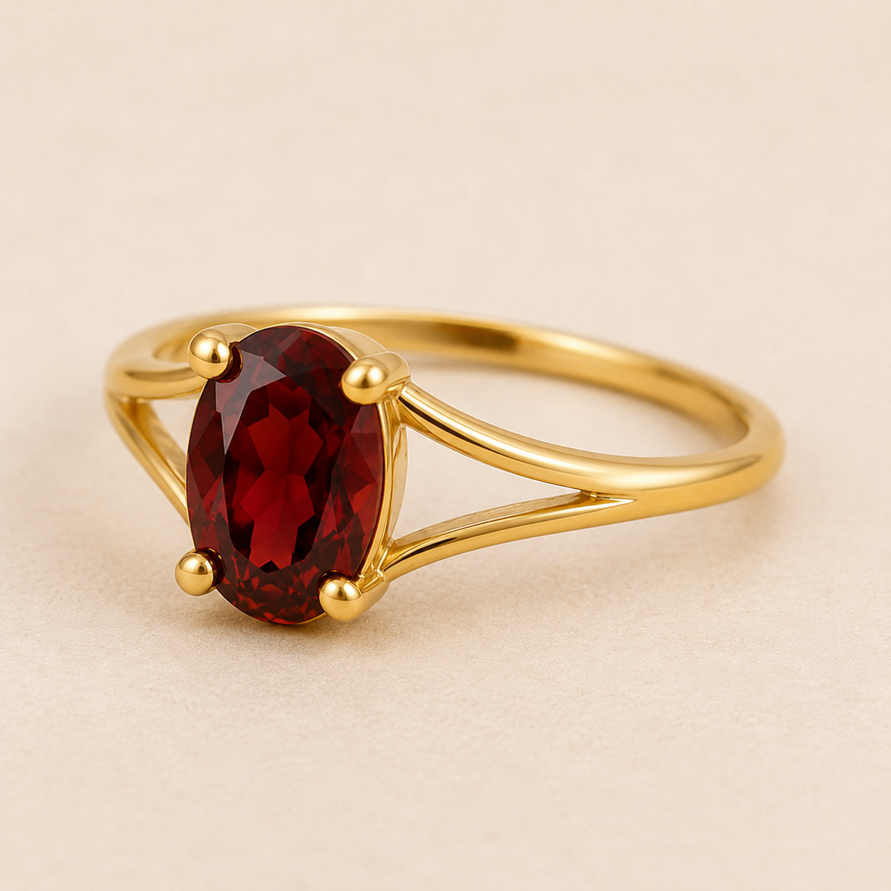 Garnet Ring 925 Sterling Silver, Oval Red Gemstone Ring,