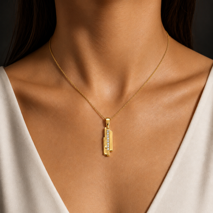 Modern Gold Pendant, 14K 18K 20K Gold Pendant, Diamond Accent Pendant, Minimalist Gold Necklace Pendant, Gift For Her