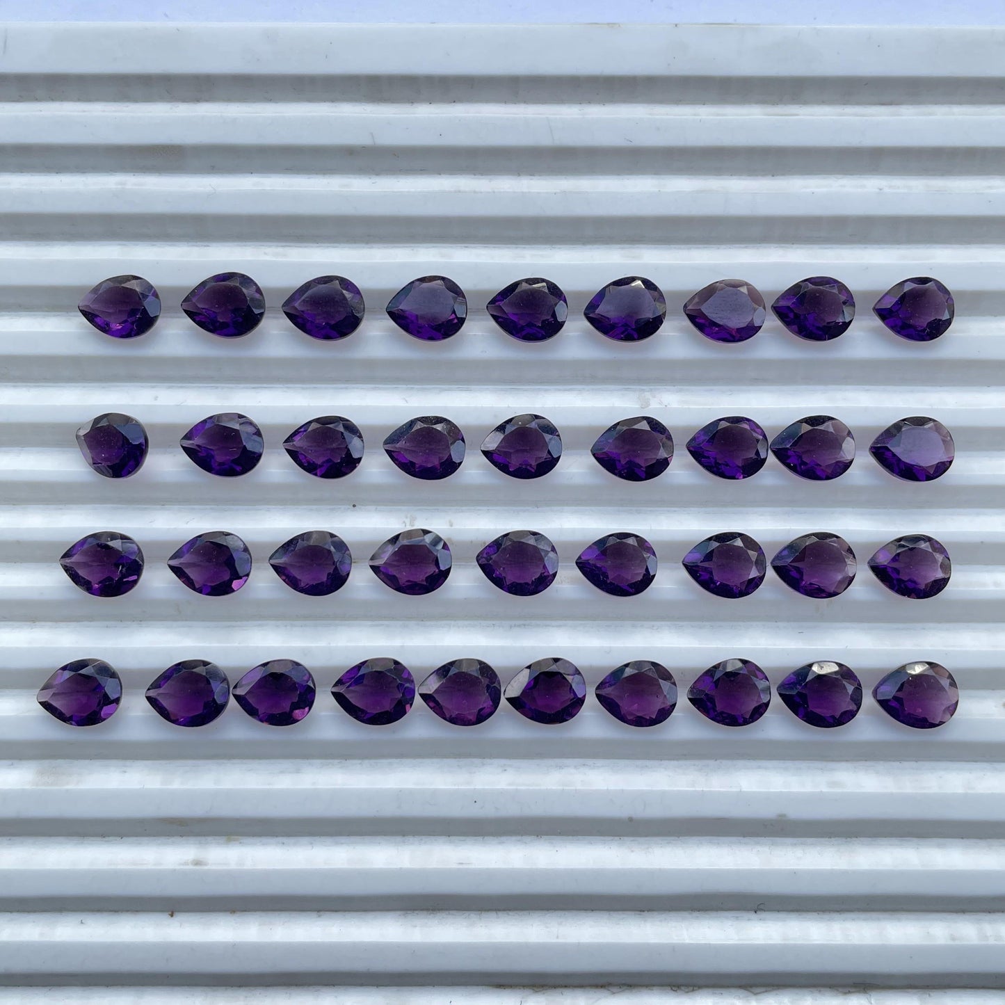 Amethyst Faceted Nice Quality (8x10 mm) Pear Shape (Lab Created)