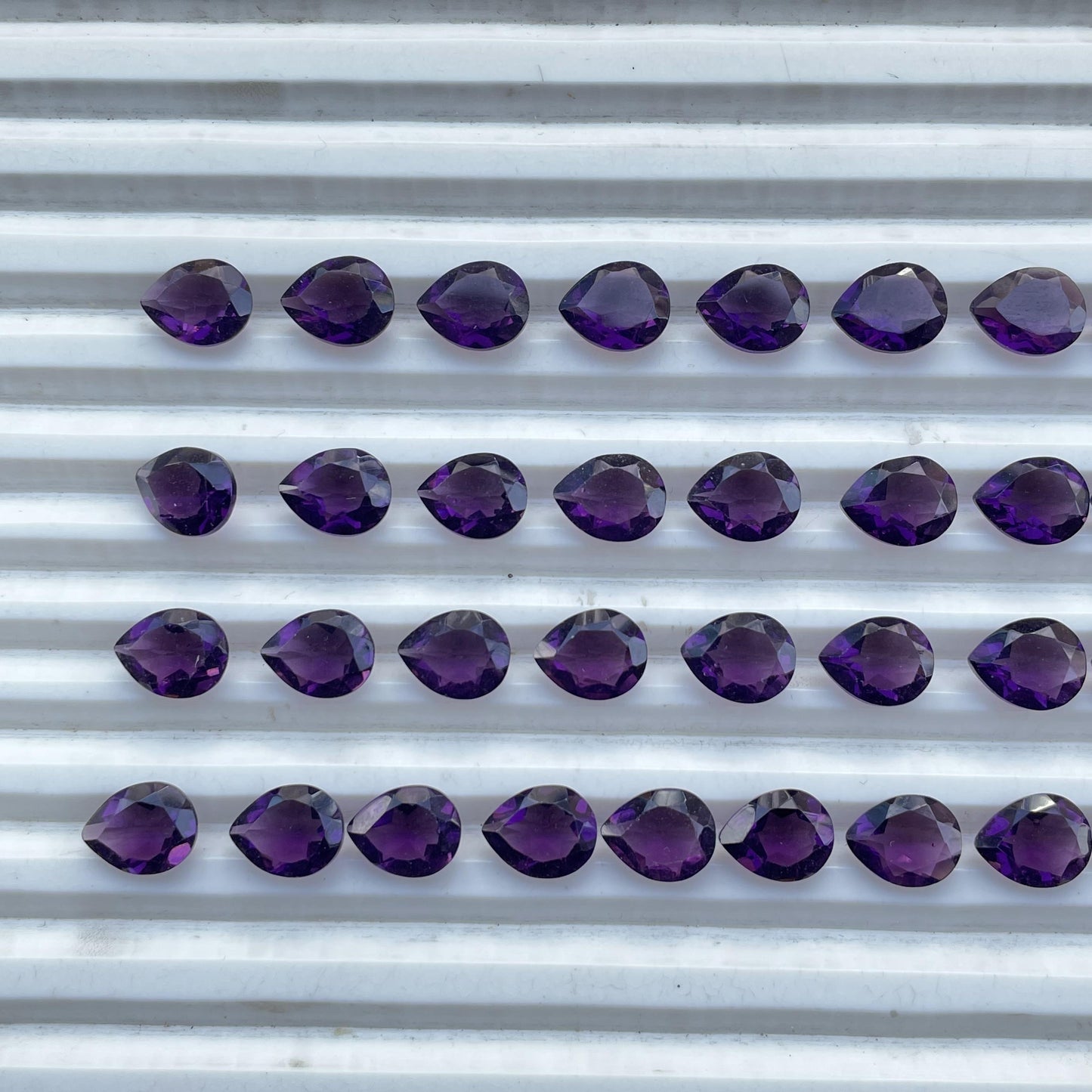 Amethyst Faceted Nice Quality (8x10 mm) Pear Shape (Lab Created)