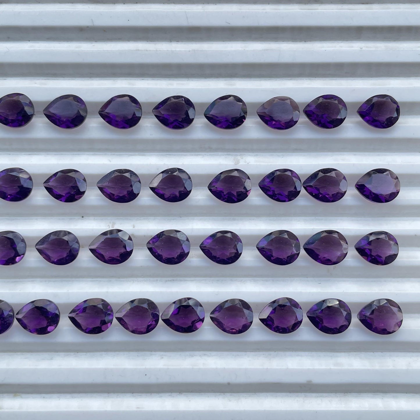 Amethyst Faceted Nice Quality (8x10 mm) Pear Shape (Lab Created)