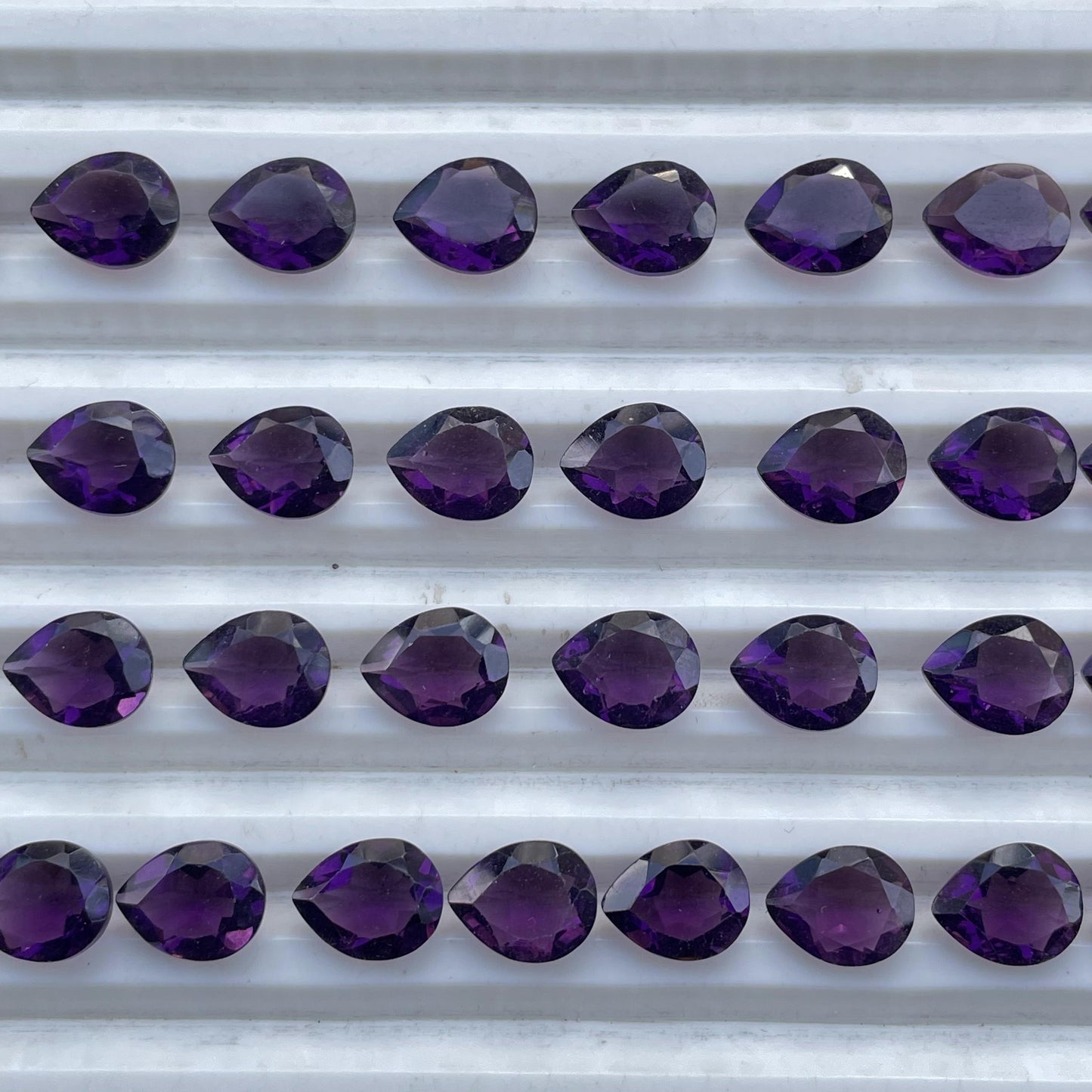 Amethyst Faceted Nice Quality (8x10 mm) Pear Shape (Lab Created)
