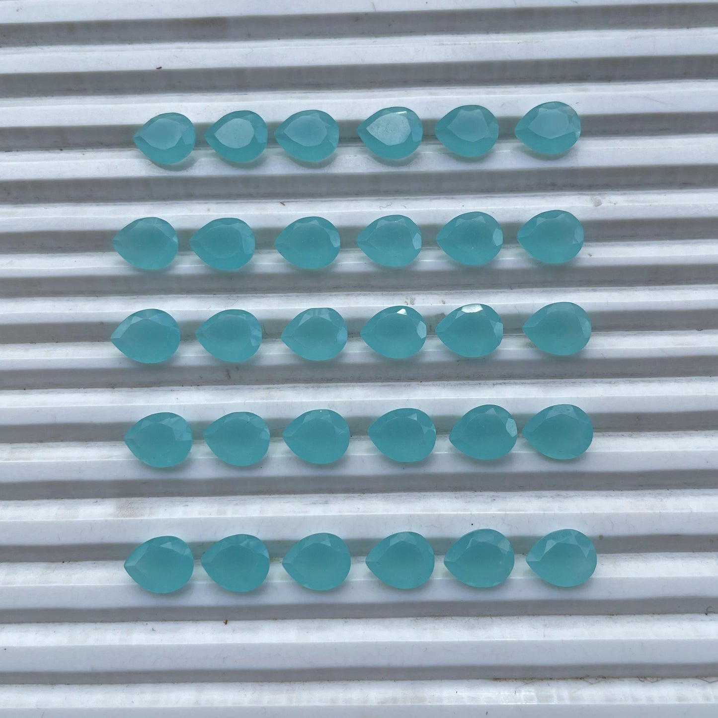 Aqua Faceted Nice Quality (8x10 mm) Pear Shape (Lab-Created)