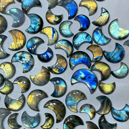 Natural Labradorite High Quality Carved Crescent Moon (Natural)