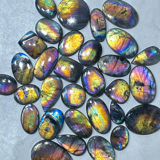 Natural Multi Purple Labradorite Cabochon, Purple Labradorite By Weight With Different Shapes (Natural)