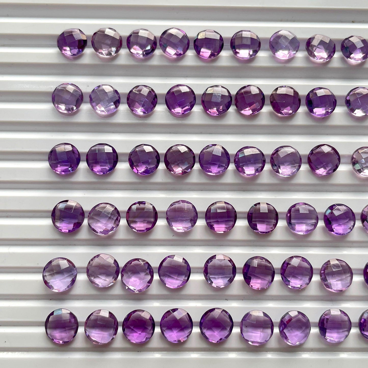 Natural Amethyst Checker Cut Nice Quality 8 mm Round Shape (Natural)