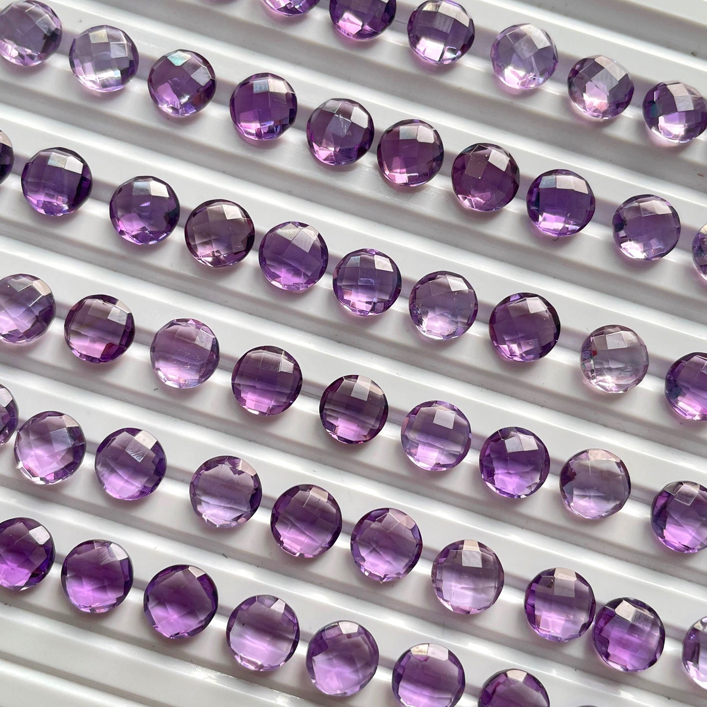 Natural Amethyst Checker Cut Nice Quality 8 mm Round Shape (Natural)