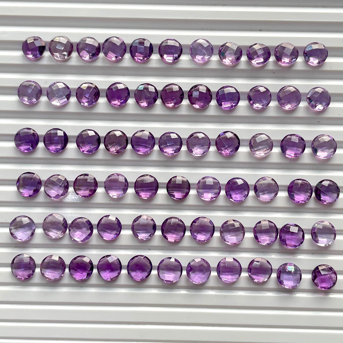 Natural Amethyst Checker Cut Nice Quality 8 mm Round Shape (Natural)