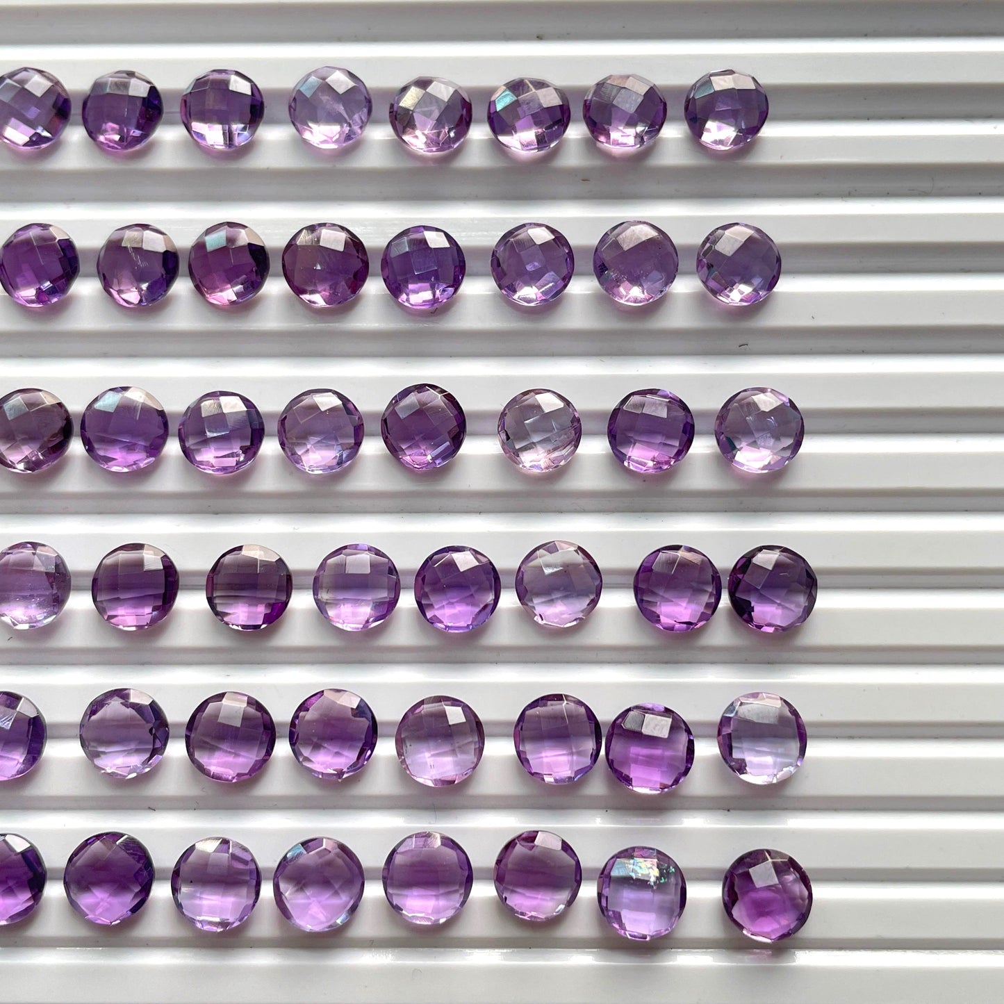 Natural Amethyst Checker Cut Nice Quality 8 mm Round Shape (Natural)