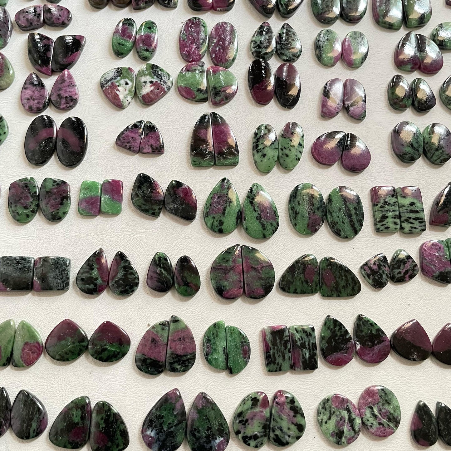 "Exquisite Natural Ruby Zoisite Pairs Cabochon – Perfect for Elegant Jewelry"