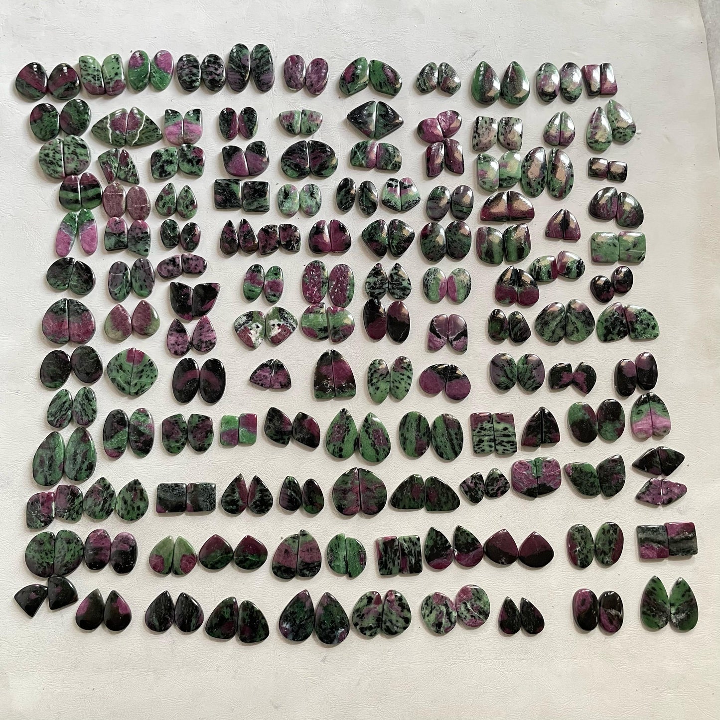 "Exquisite Natural Ruby Zoisite Pairs Cabochon – Perfect for Elegant Jewelry"