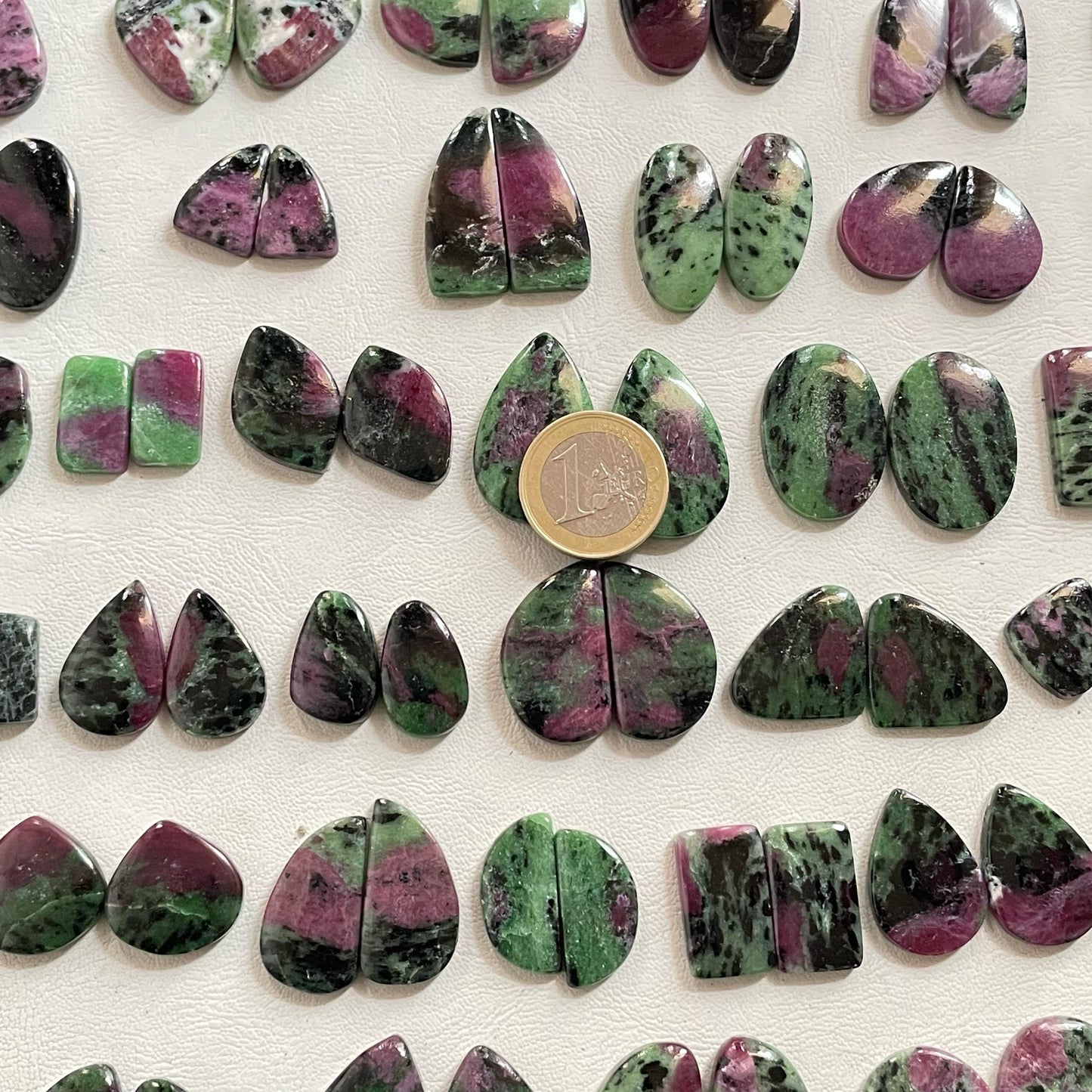 "Exquisite Natural Ruby Zoisite Pairs Cabochon – Perfect for Elegant Jewelry"