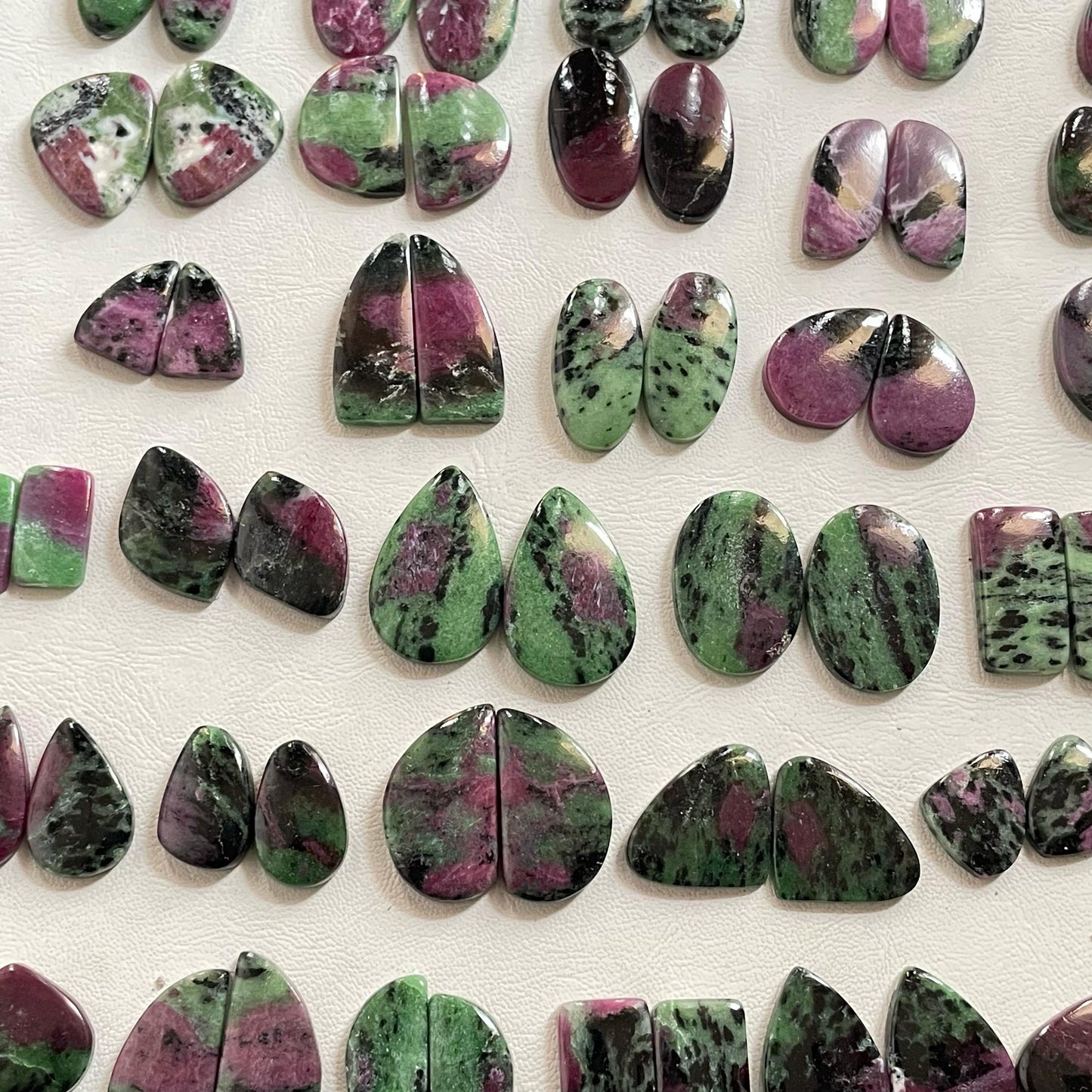 "Exquisite Natural Ruby Zoisite Pairs Cabochon – Perfect for Elegant Jewelry"