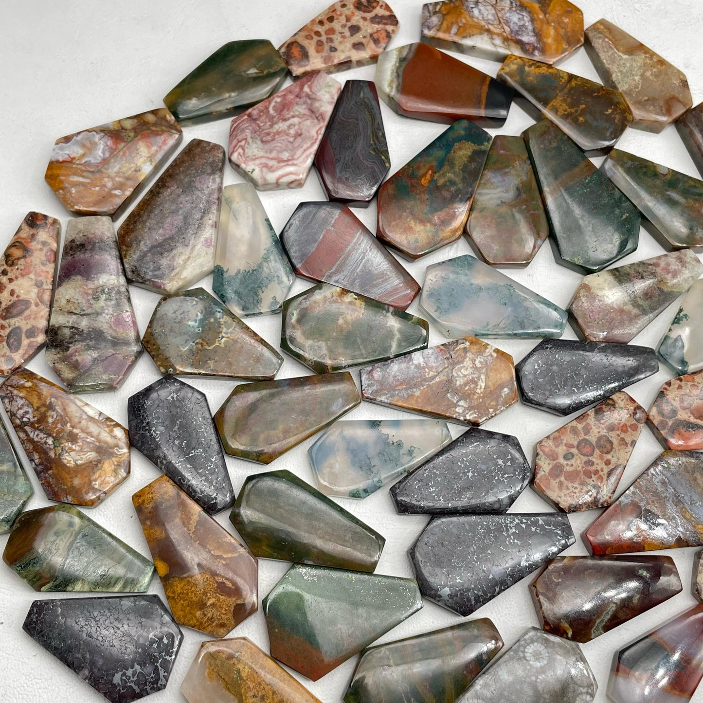 Natural Mix Jasper Stones Coffin Cabochon (Natural)