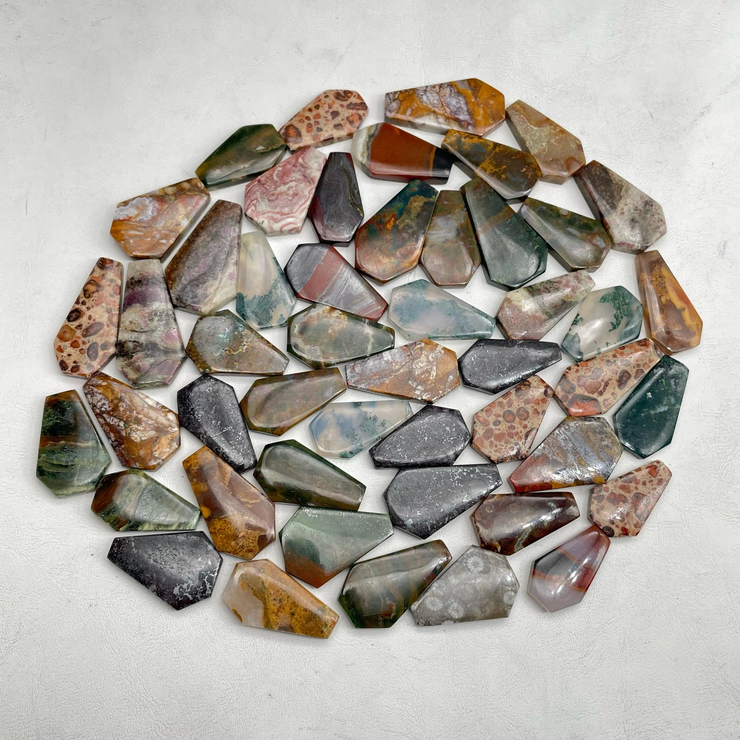 Natural Mix Jasper Stones Coffin Cabochon (Natural)