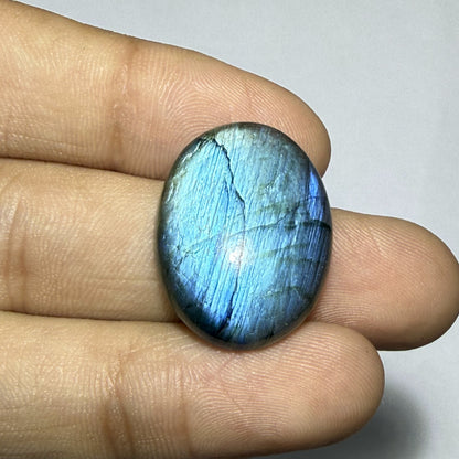 Natural Blue Flash Labradorite Oval Cabochon, Labradorite Gemstone, Loose Cabochon, Jewelry Making Stone, Crystal Gift (23.5x18x5 20cts)