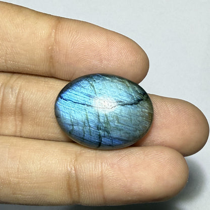 Natural Blue Flash Labradorite Oval Cabochon, Labradorite Gemstone, Loose Cabochon, Jewelry Making Stone, Crystal Gift (23.5x18x5 20cts)