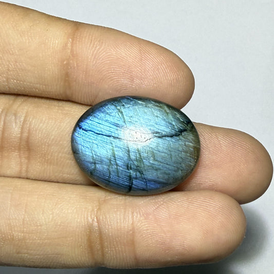 Natural Blue Flash Labradorite Oval Cabochon, Labradorite Gemstone, Loose Cabochon, Jewelry Making Stone, Crystal Gift (23.5x18x5 20cts)