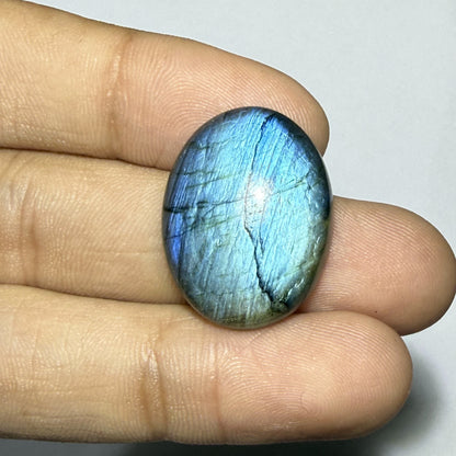 Natural Blue Flash Labradorite Oval Cabochon, Labradorite Gemstone, Loose Cabochon, Jewelry Making Stone, Crystal Gift (23.5x18x5 20cts)