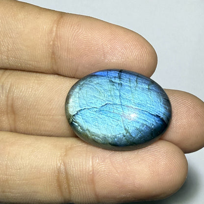 Natural Blue Flash Labradorite Oval Cabochon, Labradorite Gemstone, Loose Cabochon, Jewelry Making Stone, Crystal Gift (23.5x18x5 20cts)