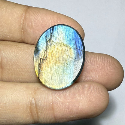 Natural Blue Flash Labradorite Oval Cabochon, Labradorite Gemstone, Loose Cabochon, Jewelry Making Stone, Crystal Gift (23.5x18x5 20cts)