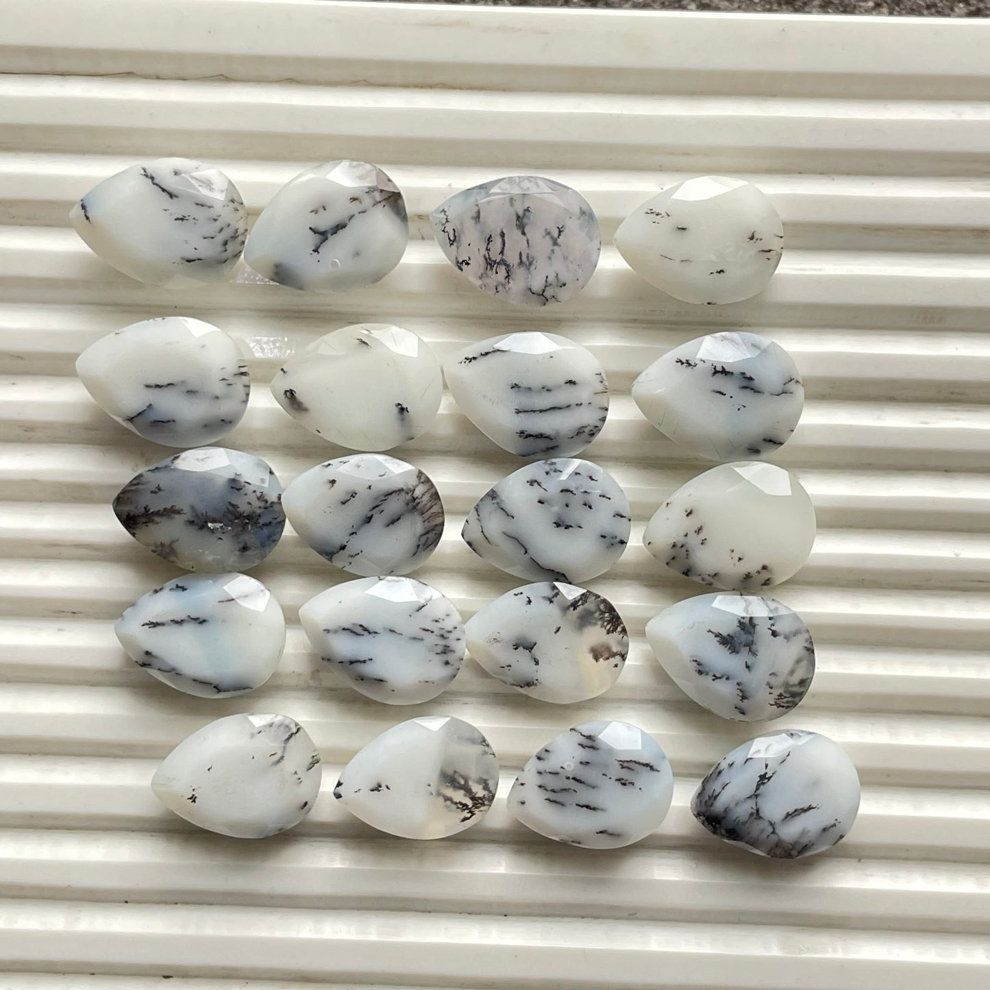 Natural Dendrite Opal 15x20 mm Pear Shape Faceted