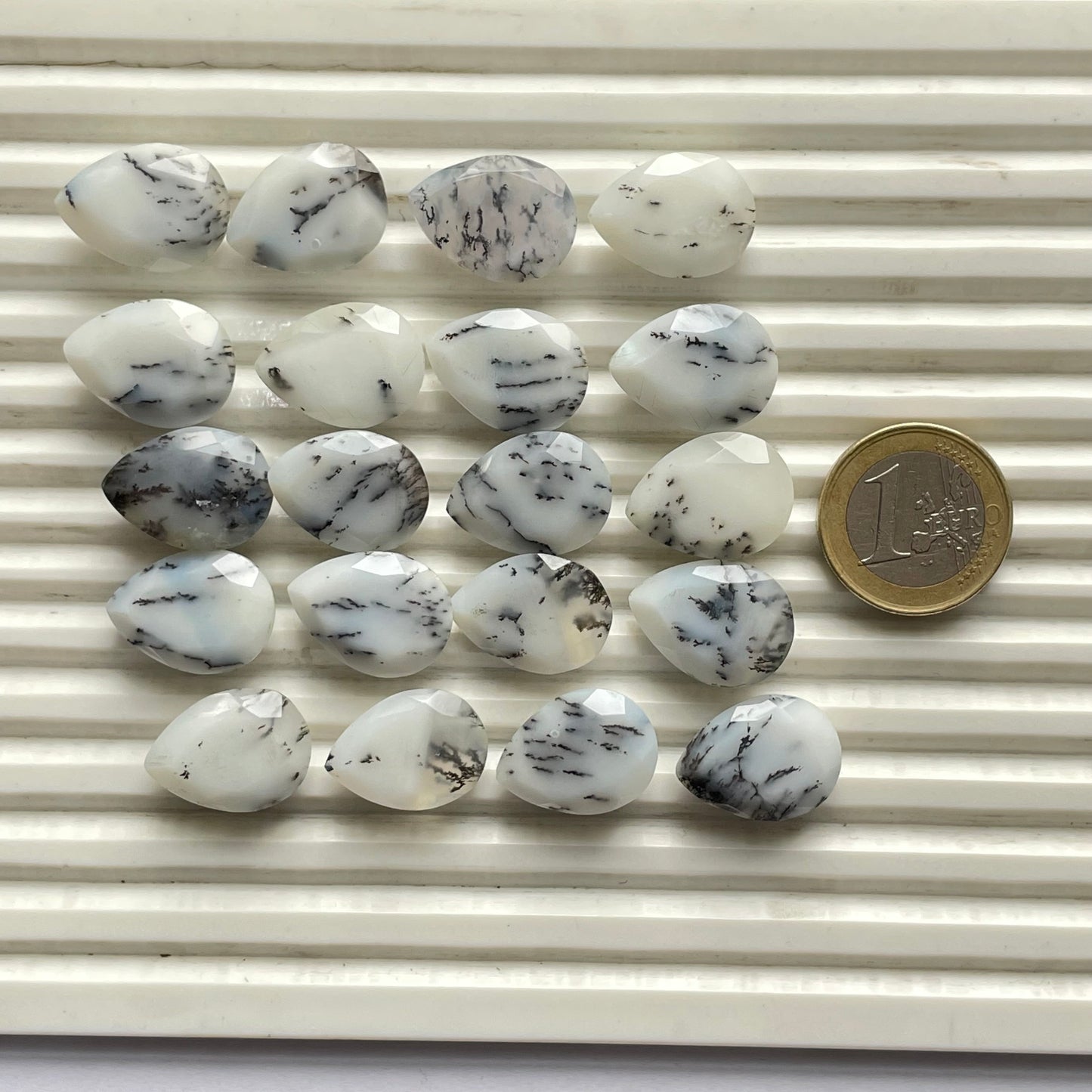 Natural Dendrite Opal 15x20 mm Pear Shape Faceted (Natural)