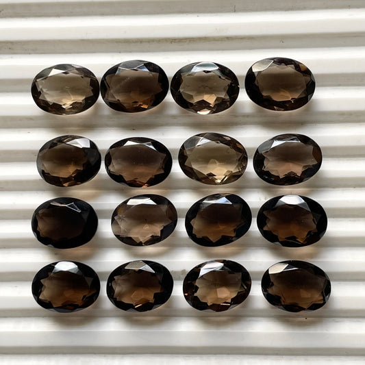 Natural Smoky Quartz 12x16 mm Oval Shape Faceted (Natural)