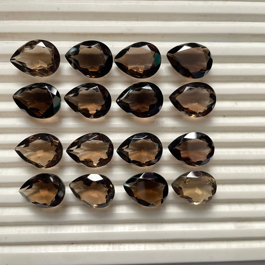 Natural Smoky Quartz 15x20 mm Pear Shape Faceted (Natural)