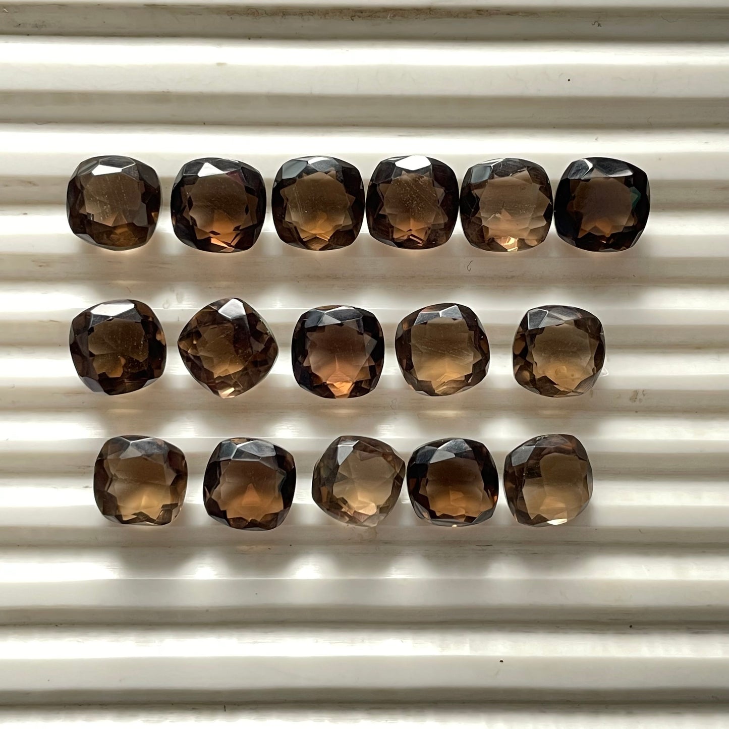 Natural Smoky Quartz 10 mm cushion Shape Faceted (Natural)