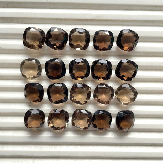 Natural Smoky Quartz 12 mm Cushion Shape Faceted (Natural)