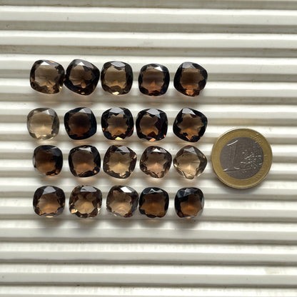 Natural Smoky Quartz 12 mm Cushion Shape Faceted (Natural)