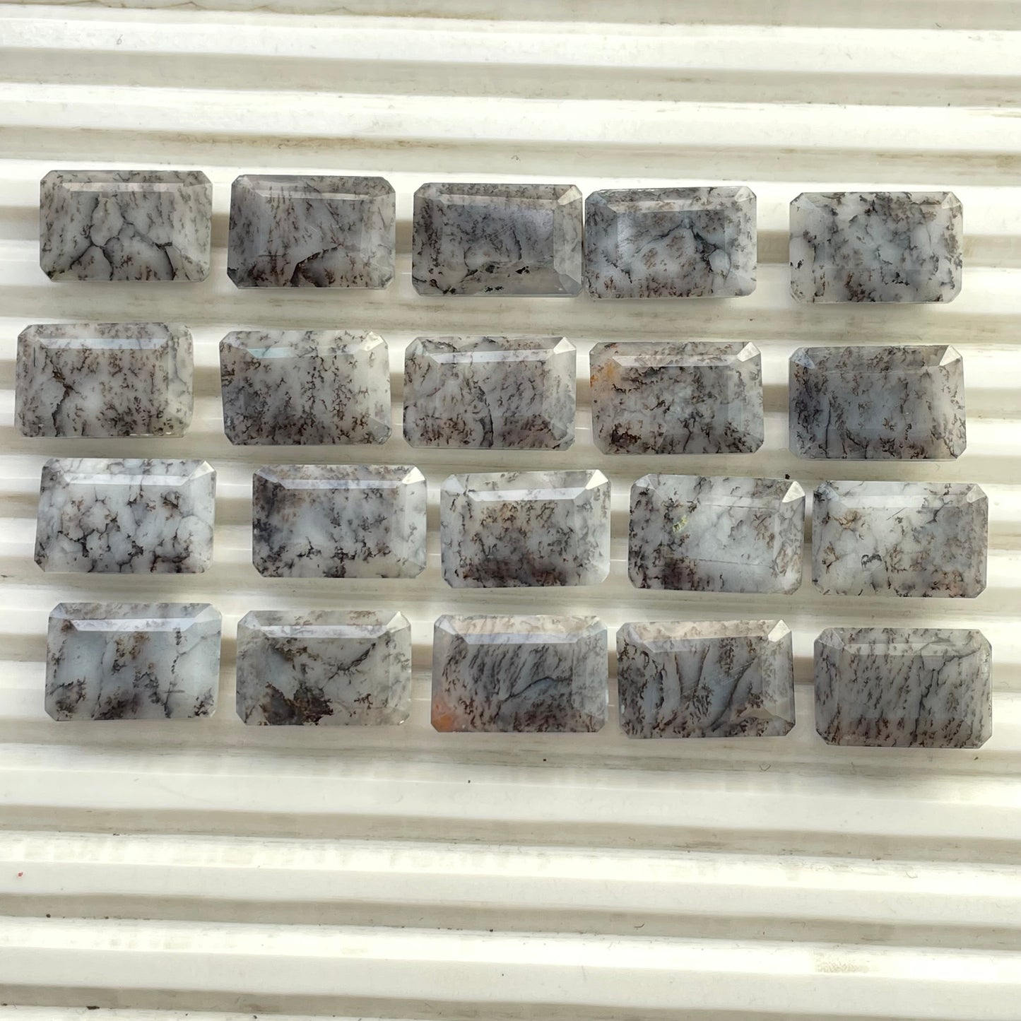 Natural Dendrite Opal 12x18 mm Baguette Shape Faceted