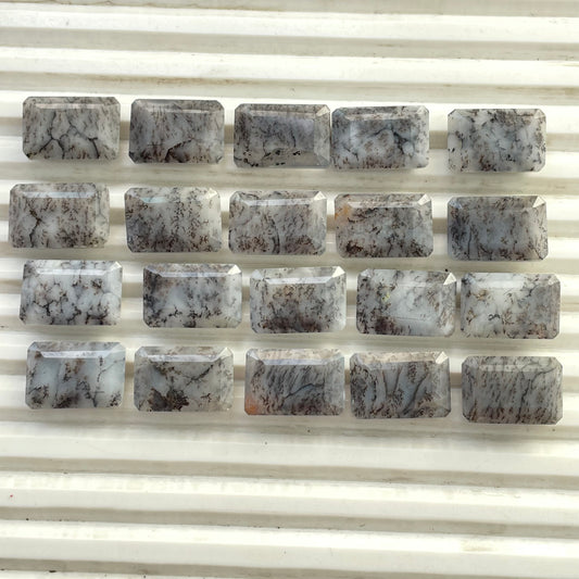 Natural Dendrite Opal 12x18 mm Baguette Shape Faceted (Natural)