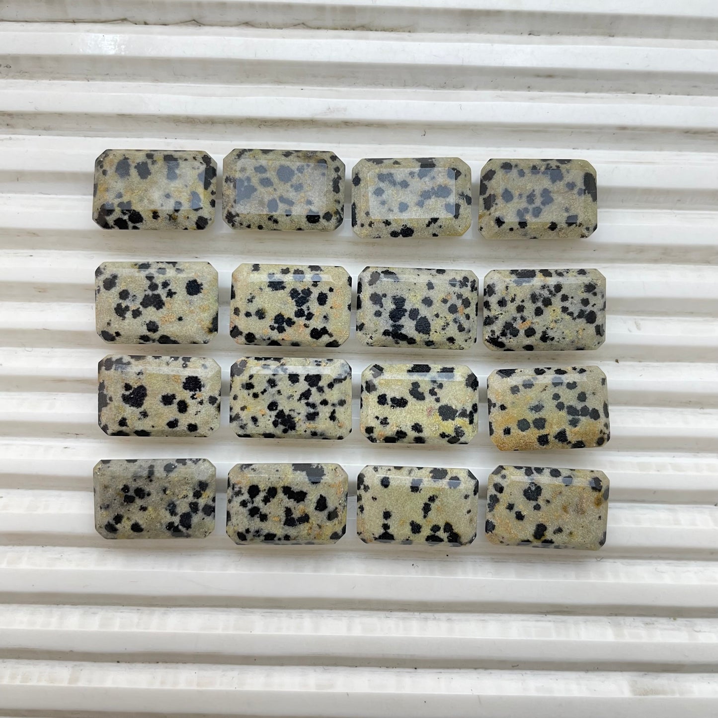 Natural Dalmatian Jasper 12x18 mm Baguette Shape Faceted