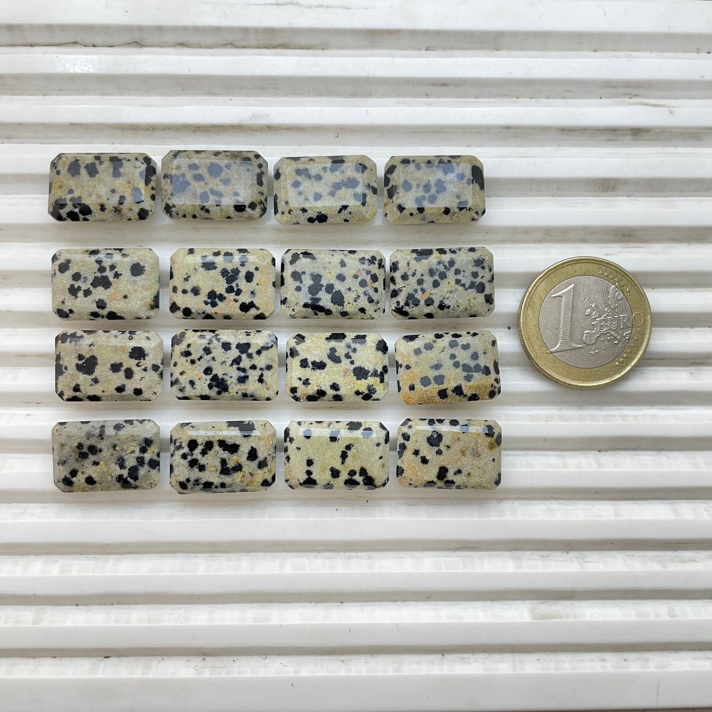 Natural Dalmatian Jasper 12x18 mm Baguette Shape Faceted (Natural)